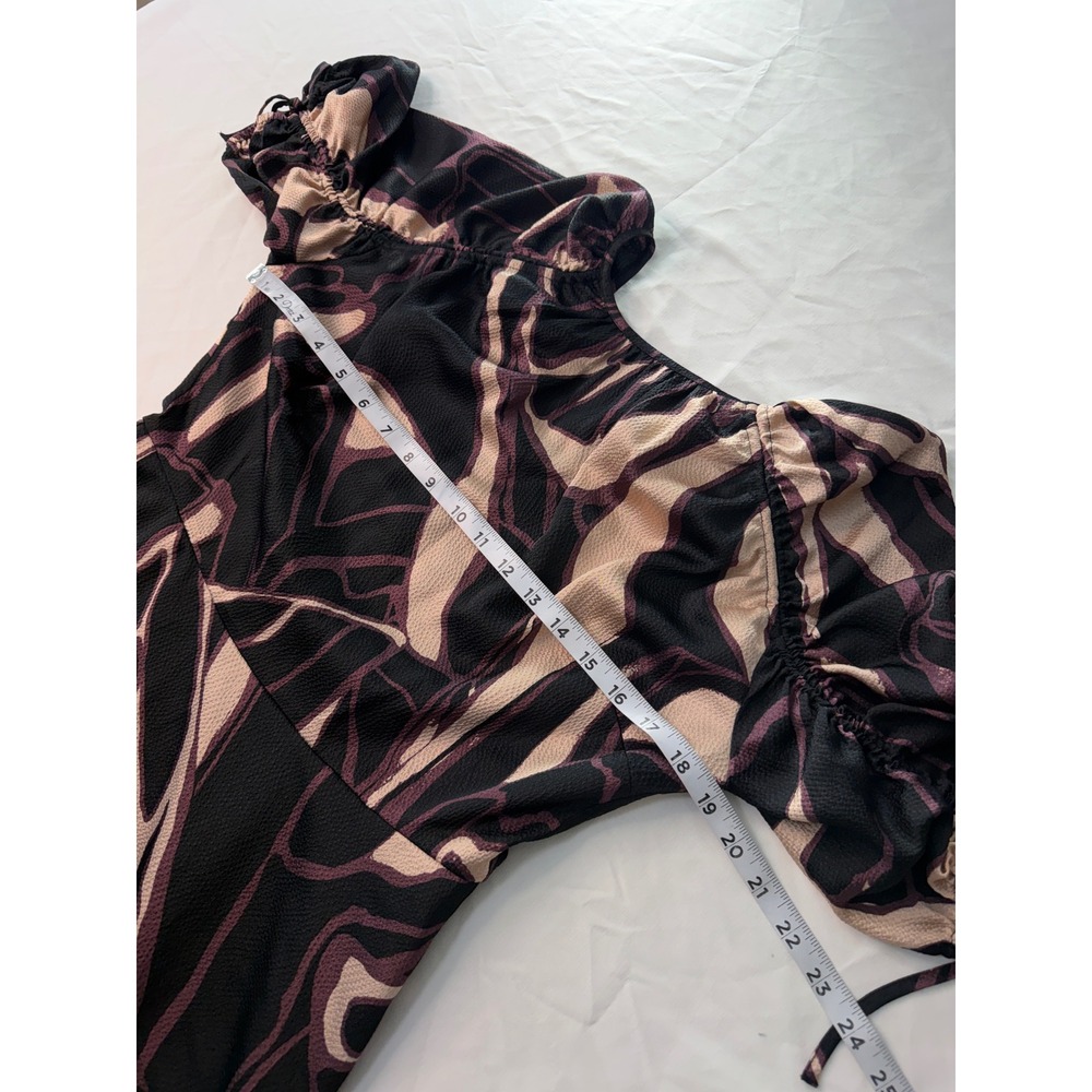 Ted Baker Gilliaa Abstract Print Fit n Flare Mini Dress Puff Sleeves Whimsigoth - Picture 9 of 12